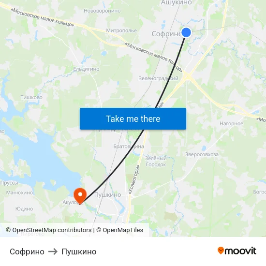 Софрино to Пушкино map