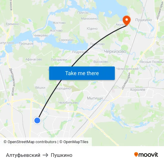 Алтуфьевский to Пушкино map