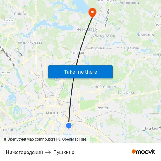 Нижегородский to Пушкино map
