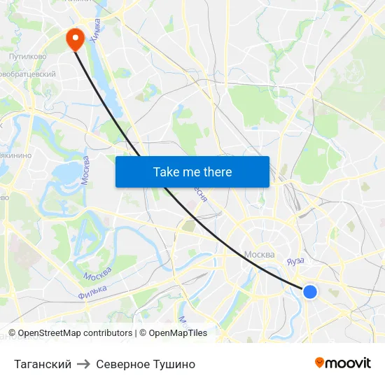 Таганский to Северное Тушино map