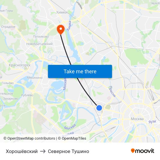 Хорошёвский to Северное Тушино map