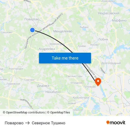 Поварово to Северное Тушино map