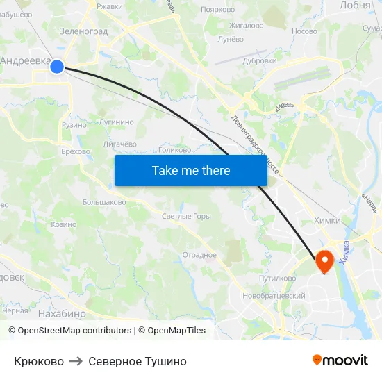 Крюково to Северное Тушино map