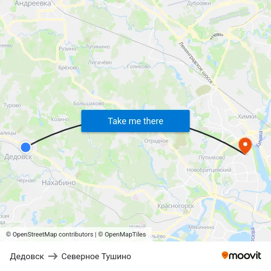Дедовск to Северное Тушино map