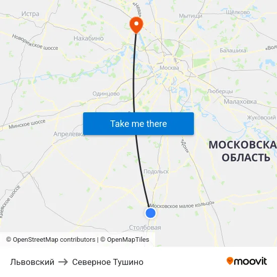Львовский to Северное Тушино map