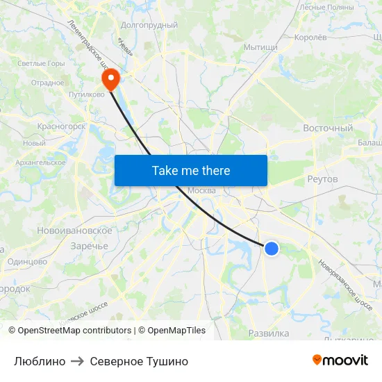 Люблино to Северное Тушино map