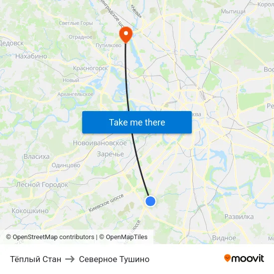 Тёплый Стан to Северное Тушино map