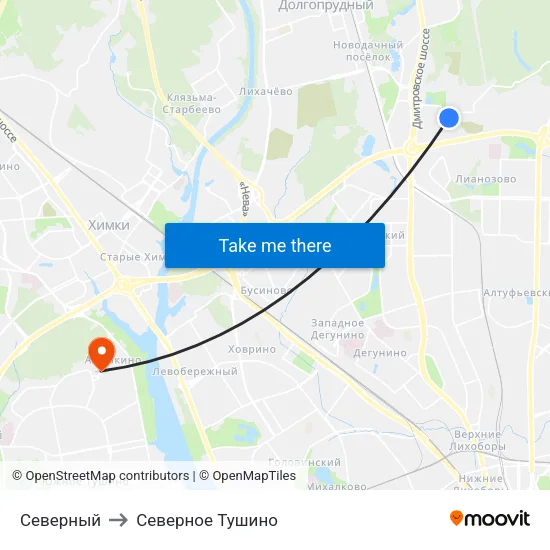 Северный to Северное Тушино map