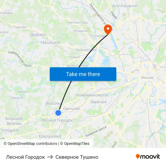 Лесной Городок to Северное Тушино map