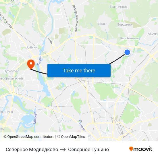 Северное Медведково to Северное Тушино map