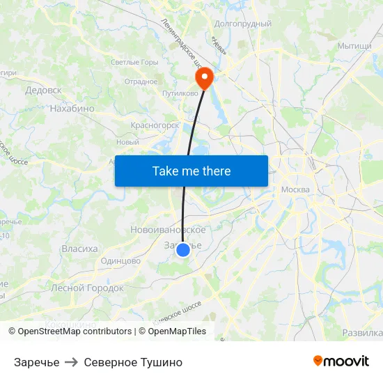 Заречье to Северное Тушино map