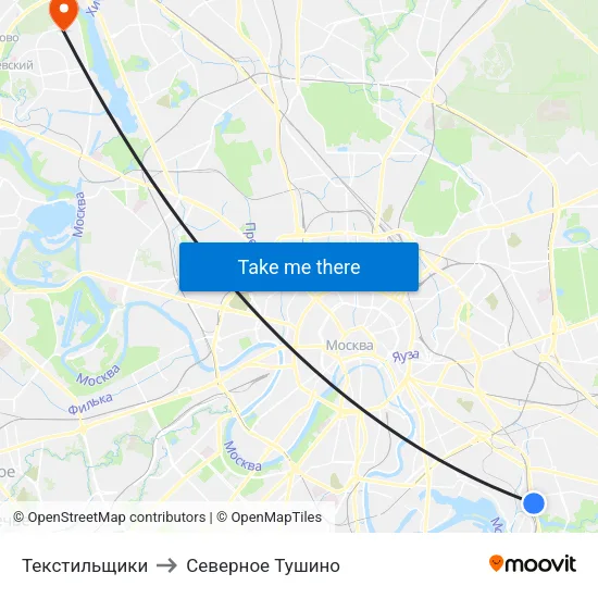 Текстильщики to Северное Тушино map