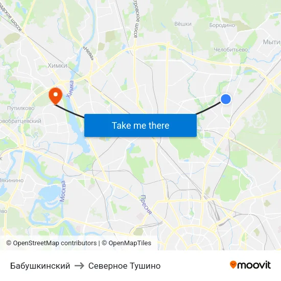 Бабушкинский to Северное Тушино map