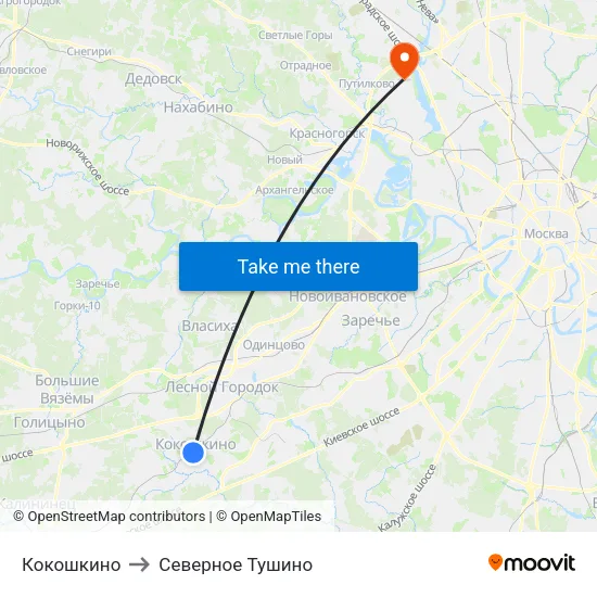 Кокошкино to Северное Тушино map