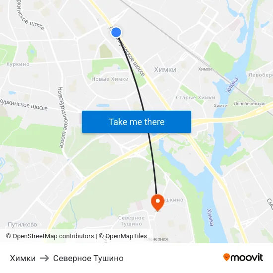Химки to Северное Тушино map
