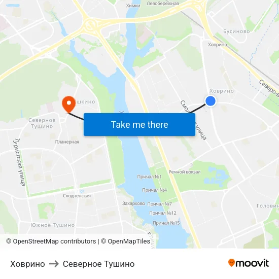 Ховрино to Северное Тушино map