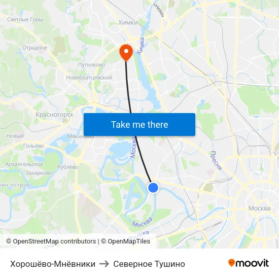 Хорошёво-Мнёвники to Северное Тушино map