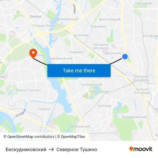 Бескудниковский to Северное Тушино map