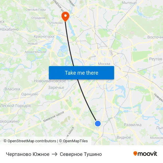 Чертаново Южное to Северное Тушино map
