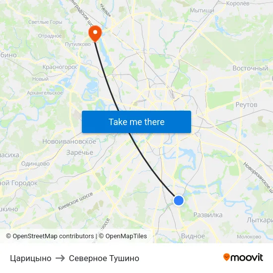 Царицыно to Северное Тушино map