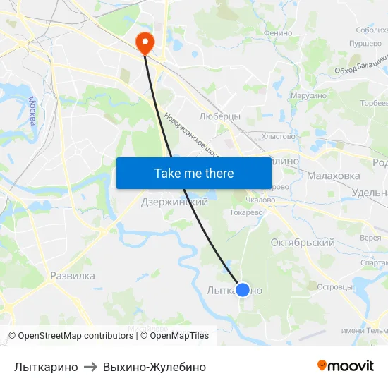 Лыткарино to Выхино-Жулебино map