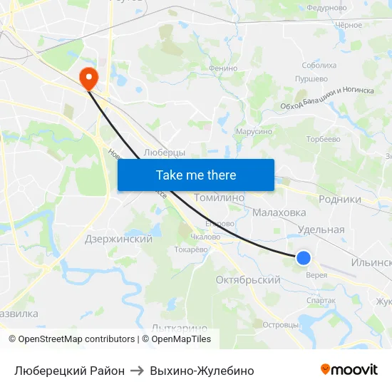Люберецкий Район to Выхино-Жулебино map