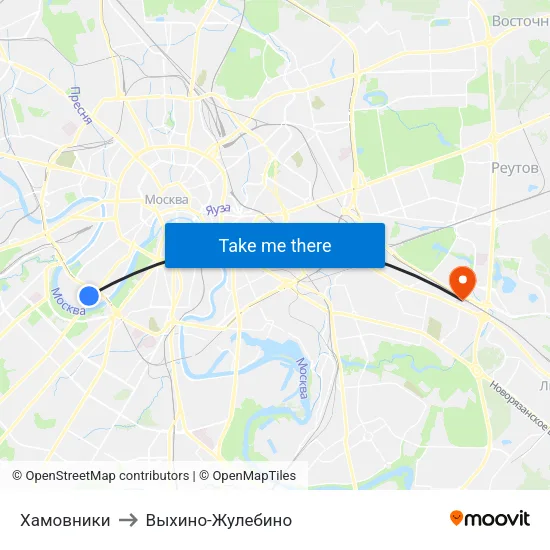 Хамовники to Выхино-Жулебино map
