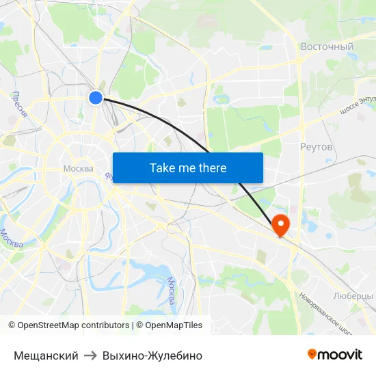 Мещанский to Выхино-Жулебино map