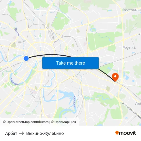 Арбат to Выхино-Жулебино map