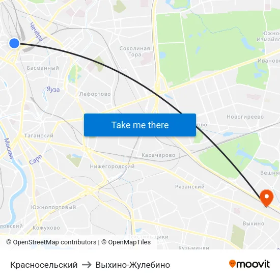 Красносельский to Выхино-Жулебино map