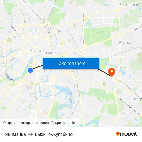 Якиманка to Выхино-Жулебино map