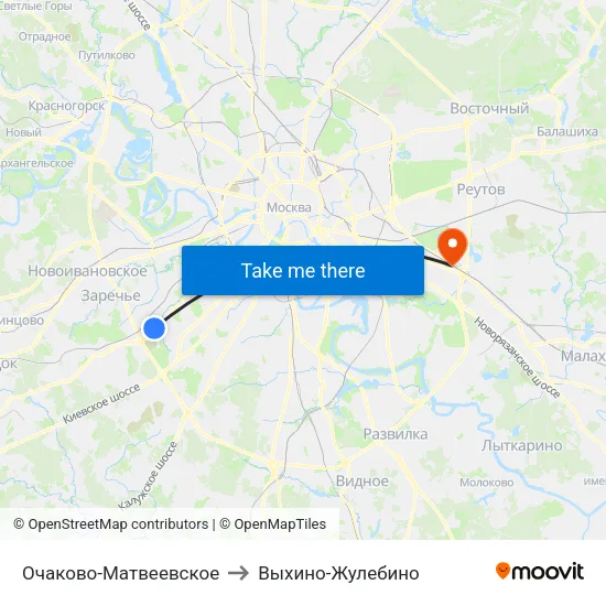 Очаково-Матвеевское to Выхино-Жулебино map