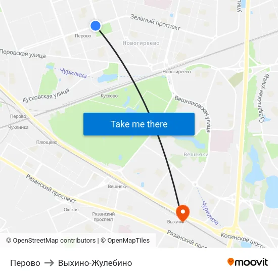 Перово to Выхино-Жулебино map