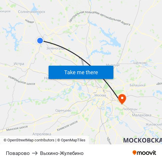 Поварово to Выхино-Жулебино map