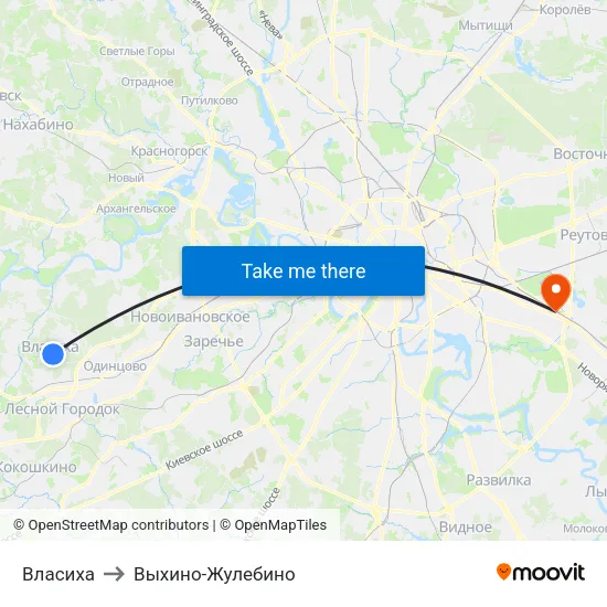 Власиха to Выхино-Жулебино map