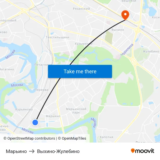 Марьино to Выхино-Жулебино map
