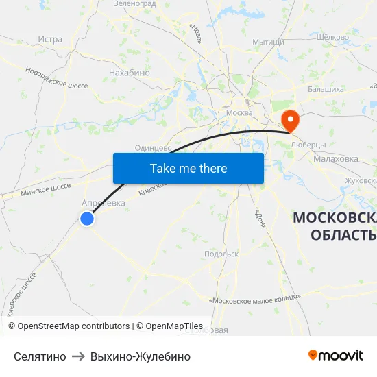 Селятино to Выхино-Жулебино map