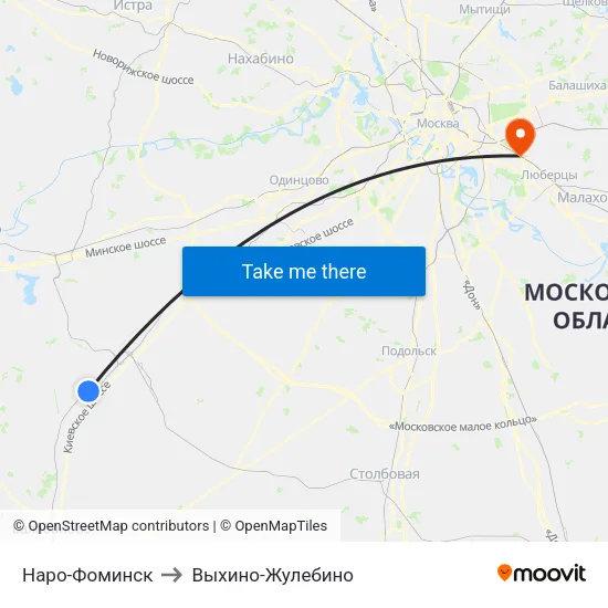 Наро-Фоминск to Выхино-Жулебино map