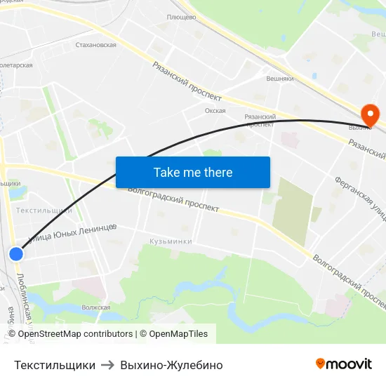 Текстильщики to Выхино-Жулебино map