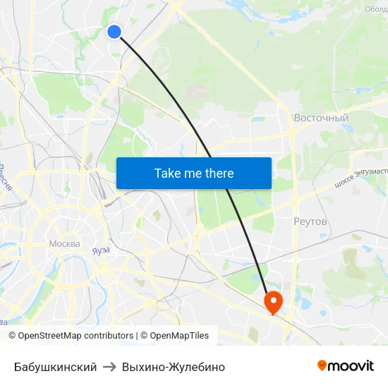 Бабушкинский to Выхино-Жулебино map