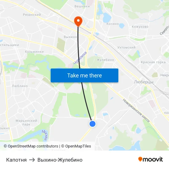 Капотня to Выхино-Жулебино map