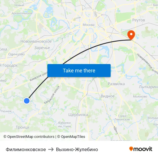 Филимонковское to Выхино-Жулебино map