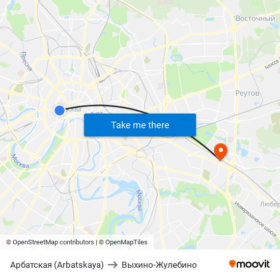 Арбатская (Arbatskaya) to Выхино-Жулебино map