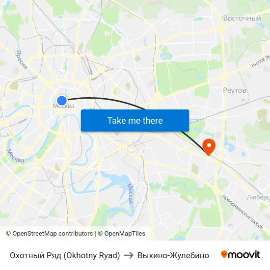 Охотный Ряд (Okhotny Ryad) to Выхино-Жулебино map