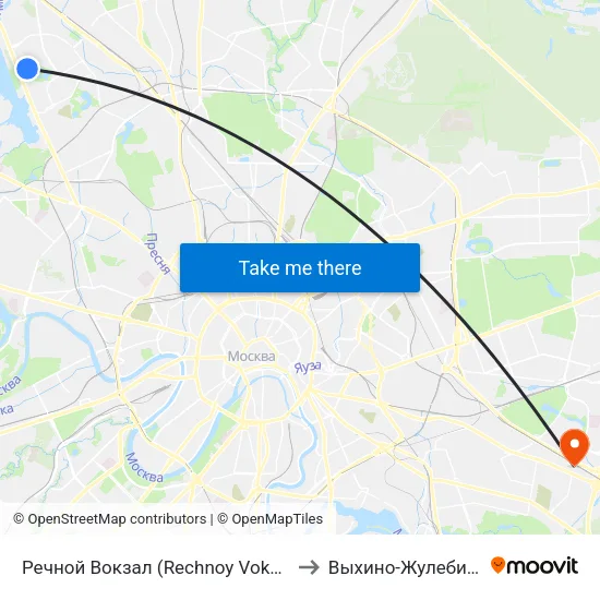 Речной Вокзал (Rechnoy Vokzal) to Выхино-Жулебино map