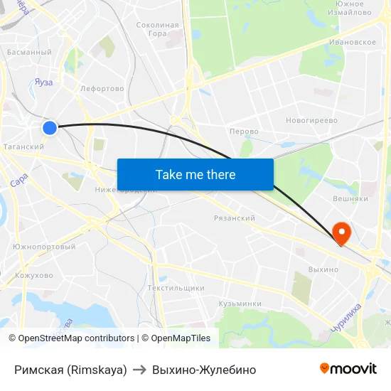 Римская (Rimskaya) to Выхино-Жулебино map