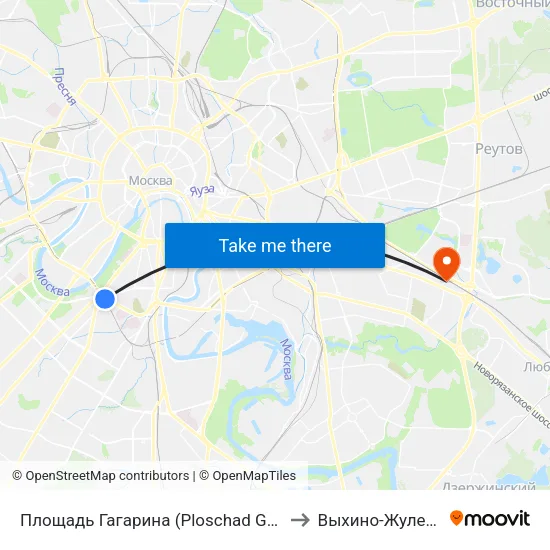 Площадь Гагарина (Ploschad Gagarina) to Выхино-Жулебино map