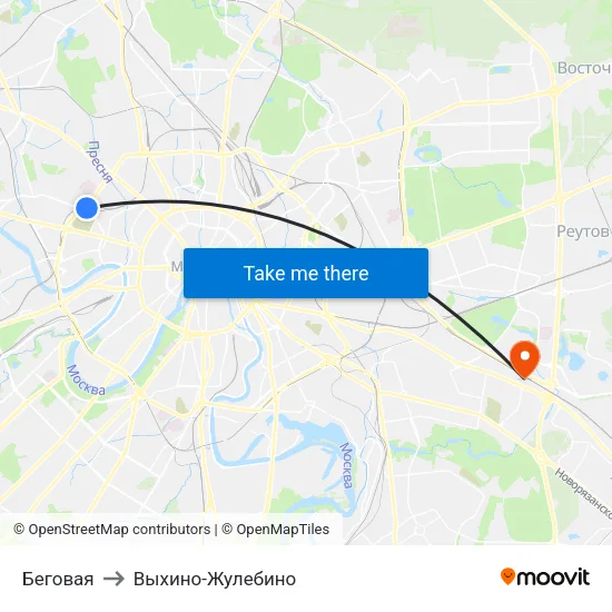 Беговая to Выхино-Жулебино map