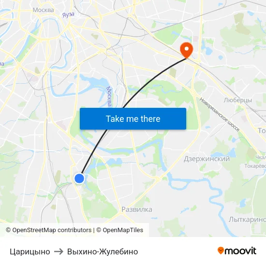 Царицыно to Выхино-Жулебино map