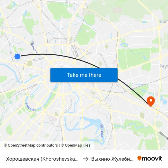 Хорошевская (Khoroshevskaya) to Выхино-Жулебино map
